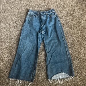 Abercrombie & Fitch Distressed Blue wide leg Jeans - short